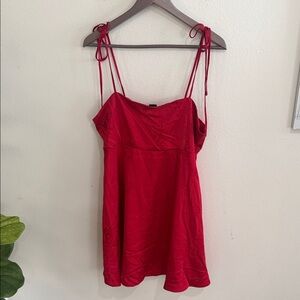 Red Satin Tie-Strap Mini Dress